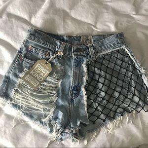 LF Furst Of a Kind Denim Levi shorts fishnet